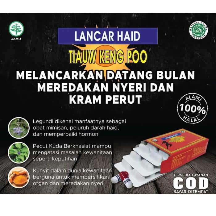 Pelancar Haid Tiauw Keng Poo / Obat Herbal Lancar Haid Datang Bulan Pereda Nyeri - 40 Pil