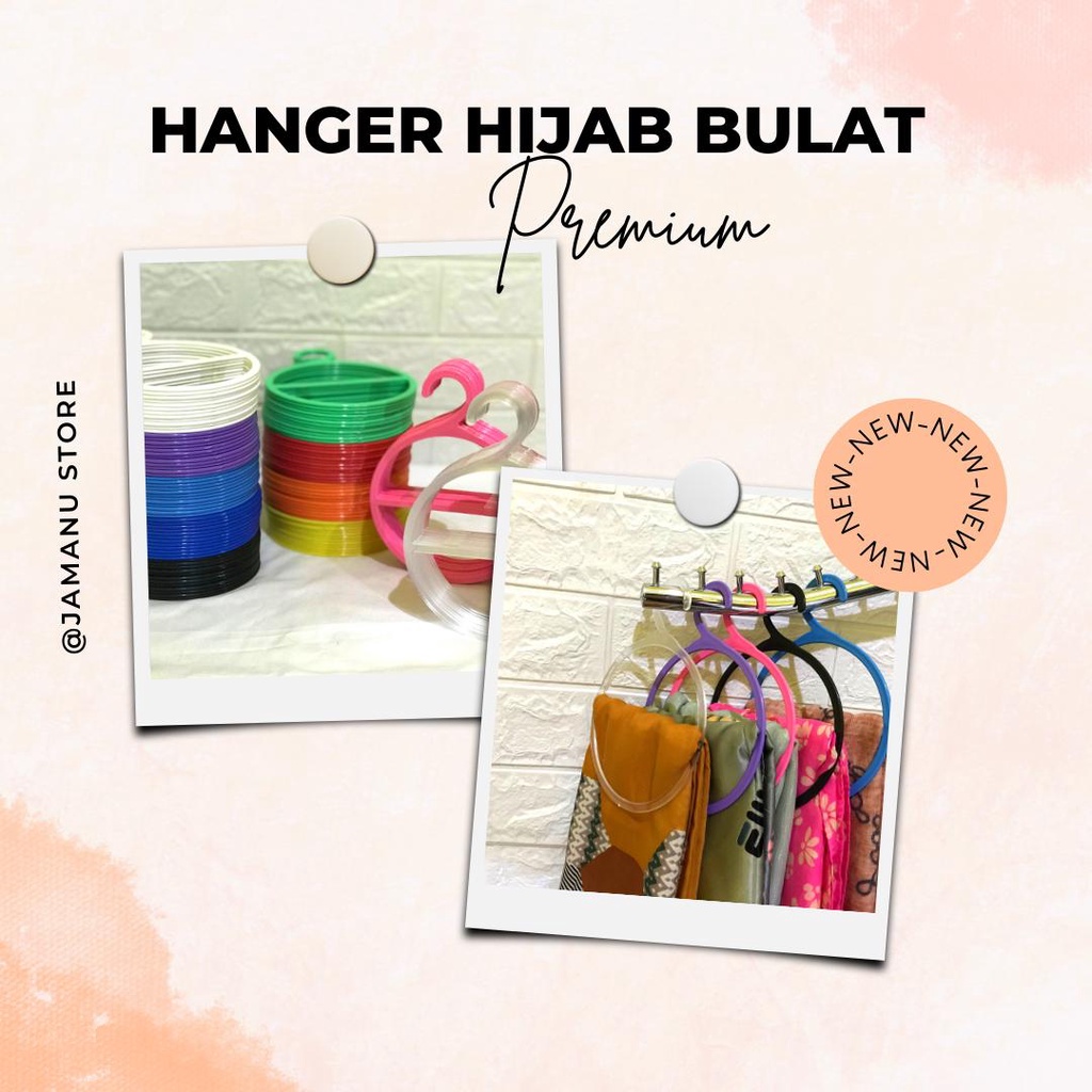 Hanger Jilbab Hijab Bulat Bening dan Warna Scarf Pasminah Syal Per Lusin (12 Pcs)