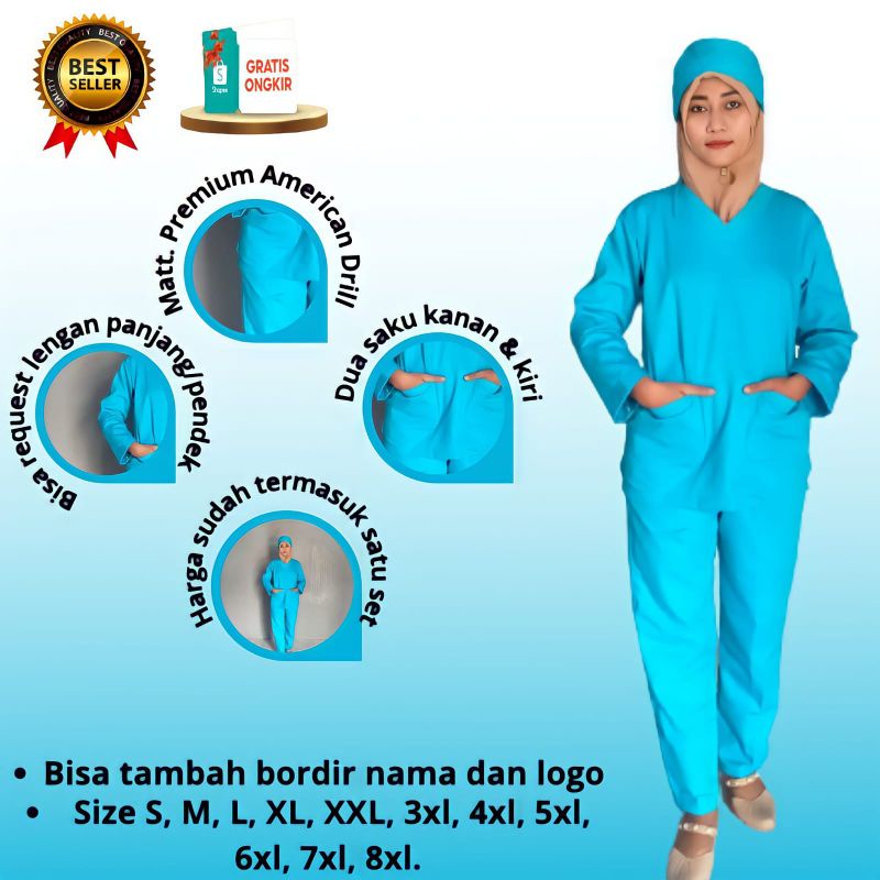 Baju ok lengan panjang jumbo/Baju ok lengan pendek jumbo  3L 4L 5L 6L 7L bahan american drill