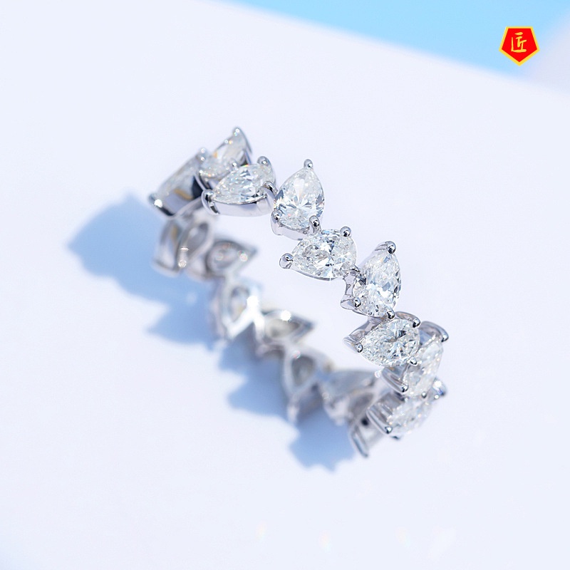 [Ready Stock]Women's Full Diamond Exquisite Luxury Colored Gems Ring