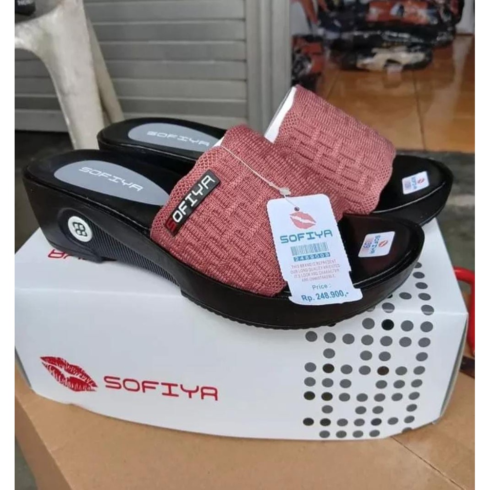 PROMO!!!Sandal Wanita SOFIYA WEDGES SELOP SOFIYA RAJUT BORDIR IMPORT 7 CM RINGAN DIPAKAI- Sandal Santai Terbaru Elegant dan Kekinian Free Box SOFIYA