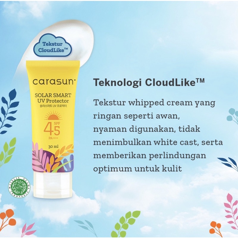 CARASUN Solar Smart UV Protection SPF 45 PA++ (30ml/8ml) BPOM Sunscreen Wajah, Sun Screen, Sunblock