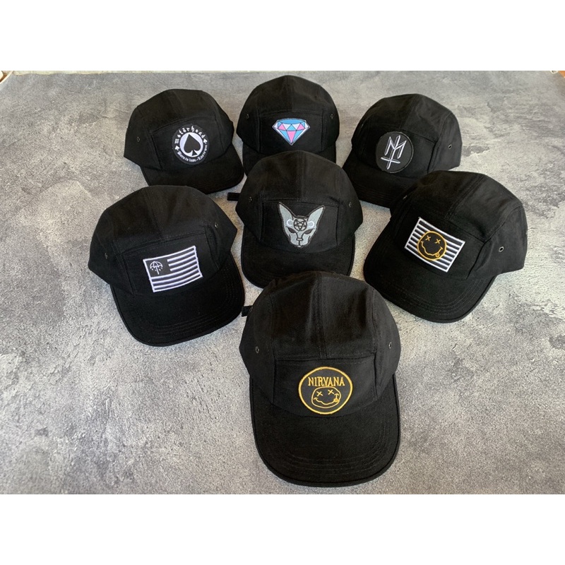 topi 5panel distro motif bordir