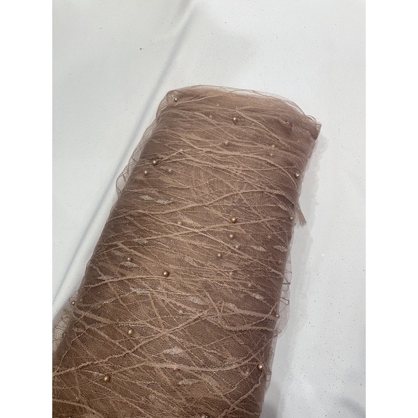 kain Tulle akar mutiara-Mocca