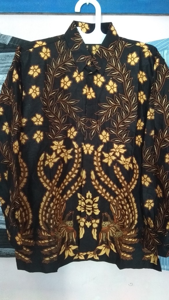 Kemeja Batik Pria Lengan Panjang Size M L Xl Xxl  Bswart Batik Hrb026 Kenongo Hem Panjang Padi