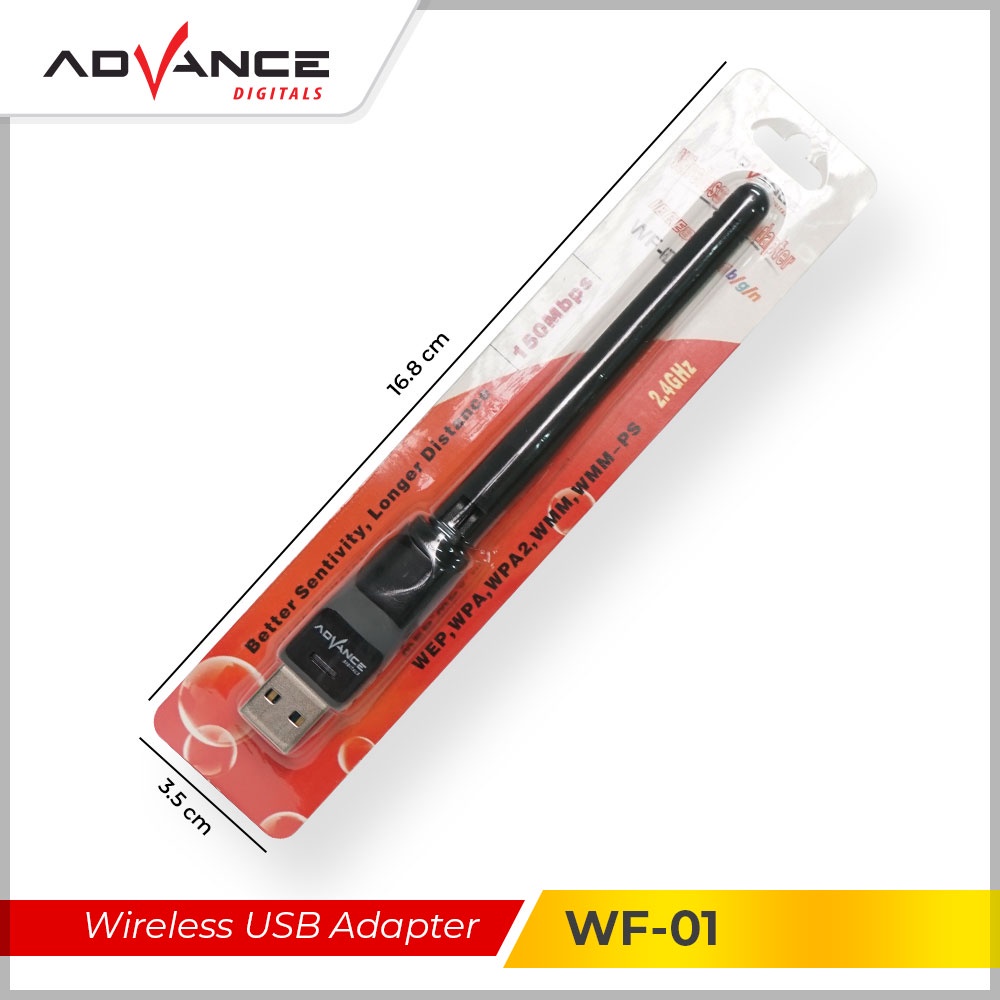 【Garansi 1 Tahun】Advance USB Dongle Wifi Wireless Adapter Receiver WF-01 150Mbps Komputer PC Laptop Set Top Box