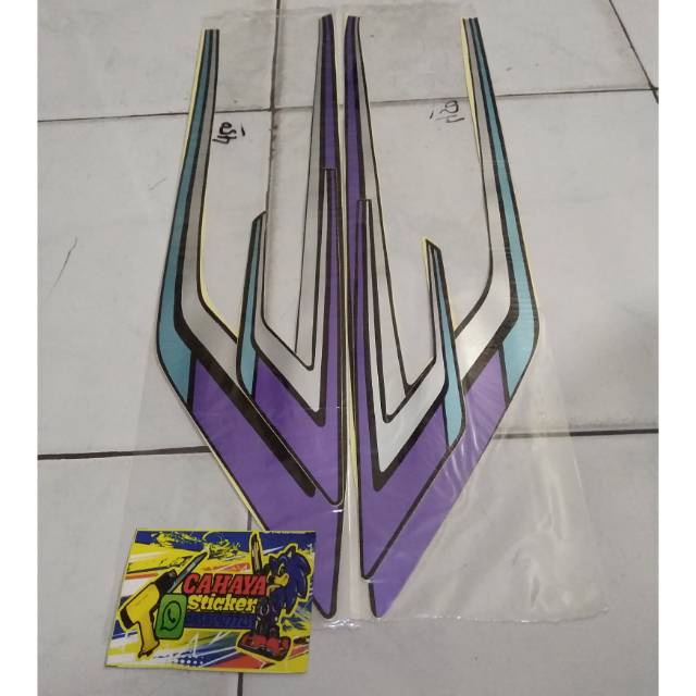 Striping Lis Sticker Standar Honda Gl 100 K Tahun 1994 Warna Hitam Ungu / Magentha