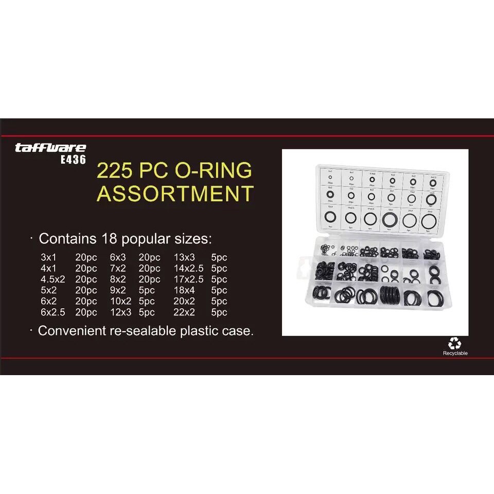 Karet Rubber O Ring Seal Tightening 225 PCS - E436 - Black