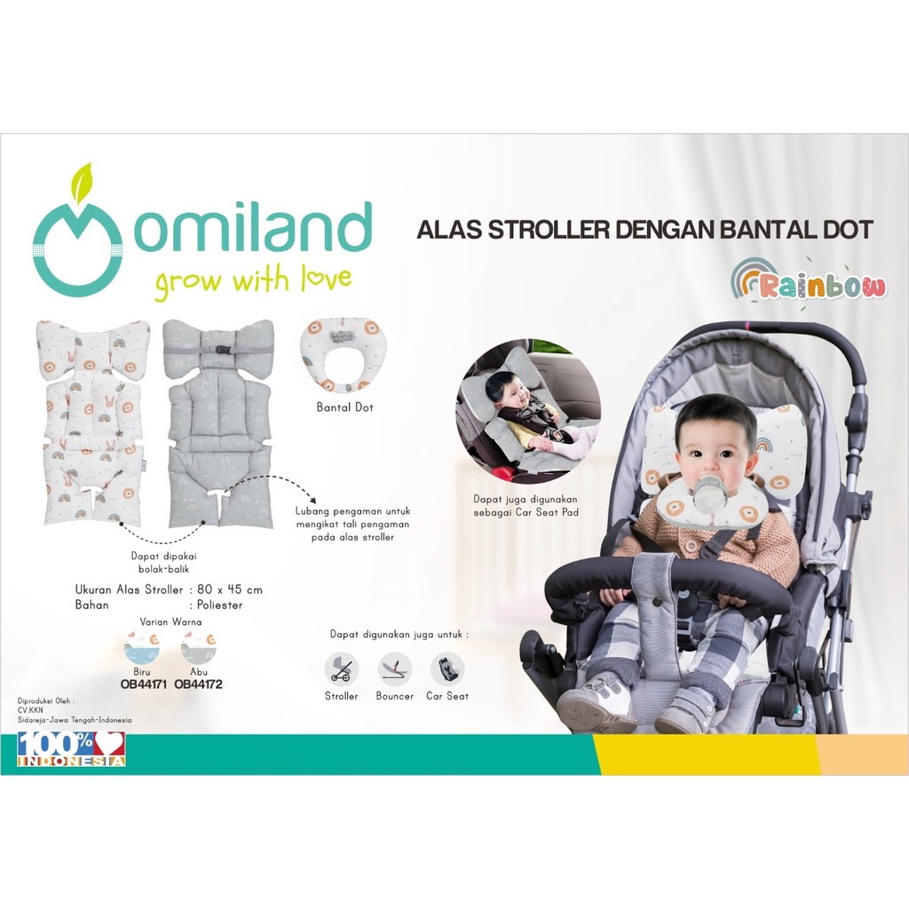 Omiland Alas Stroller / Bouncer / Car Seat + Bantal Dot Bahan Lembut Motif Rainbow Series - OB 44171-2