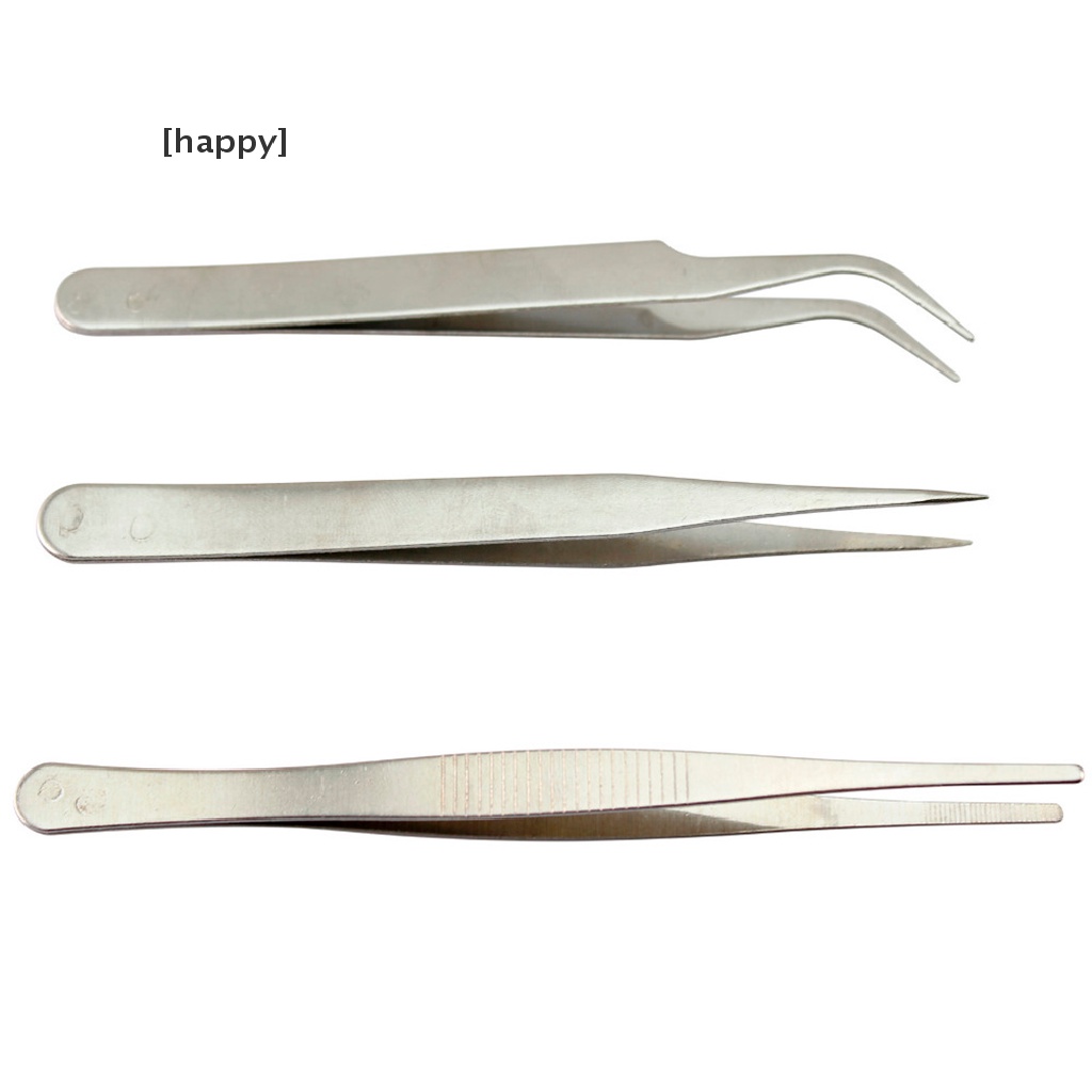 Ha 3pcs / Set Pinset Presisi Bahan Stainless Steel Untuk Reparasi Elektronik