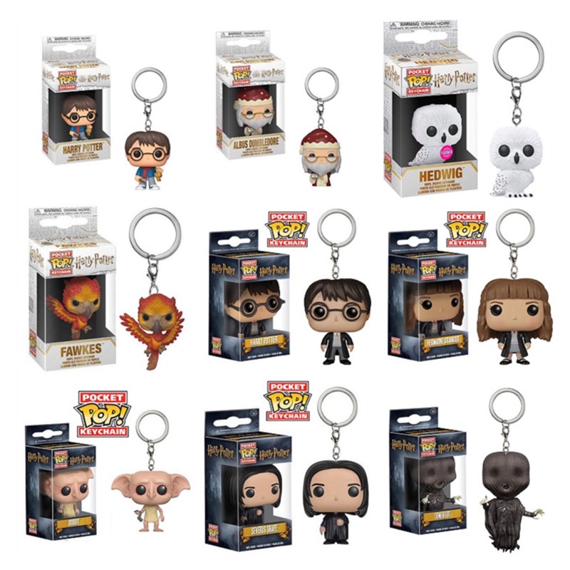 Anime Funko POP Harry Potter Gantungan Kunci PVC Dumbledore Hedwig Fawkes Boneka Minifigures Collection Key Ring