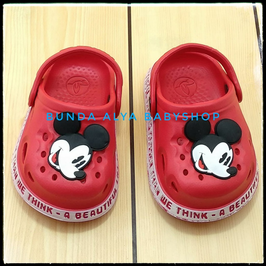 Sendal Anak Laki Usia 1 2 3 4 5 6 Tahun Lucu Karet Elastis - Sepatu Sandal Anak Cowok Karet MERAH Size 18-29 Karet Anti Licin