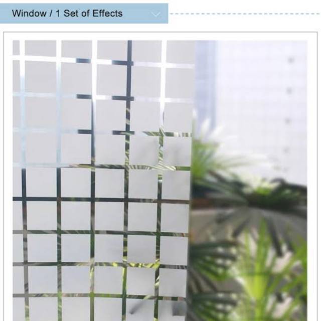 Stiker kaca Sticker kaca Sanblas motif kotak kotak putih Stiker kaca motif