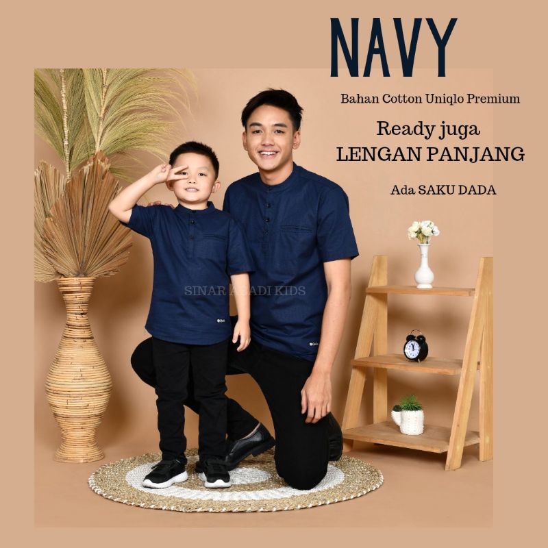 Kemeja Koko Anak/Dewasa warna NAVY (bisa couple ayah anak)