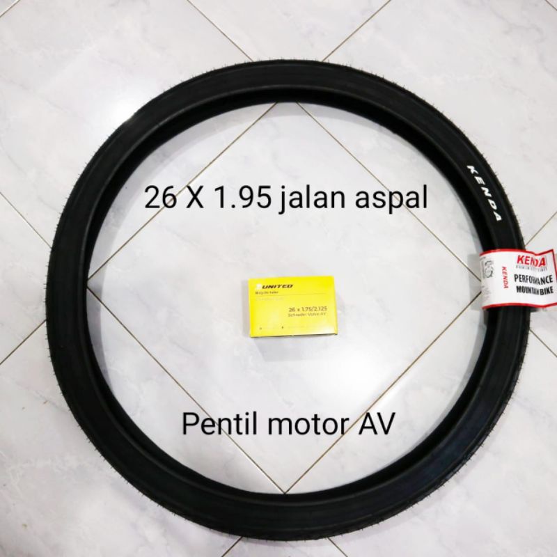 PAKET BAN SEPEDA 26 X 1.95 KENDA PLUS BAN DALAM PENTIL MOTOR AV UNTUK SEPEDA FEDERAL MTB JALAN ASPAL