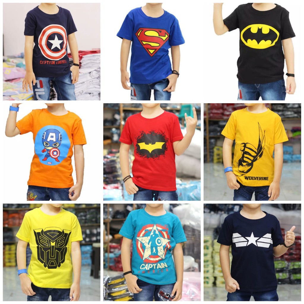 1-8 TAHUN BAJU Kaos Anak laki laki cowok perempuan CAMPUR SUPERHERO PREMIUM GROSIR RESELLER