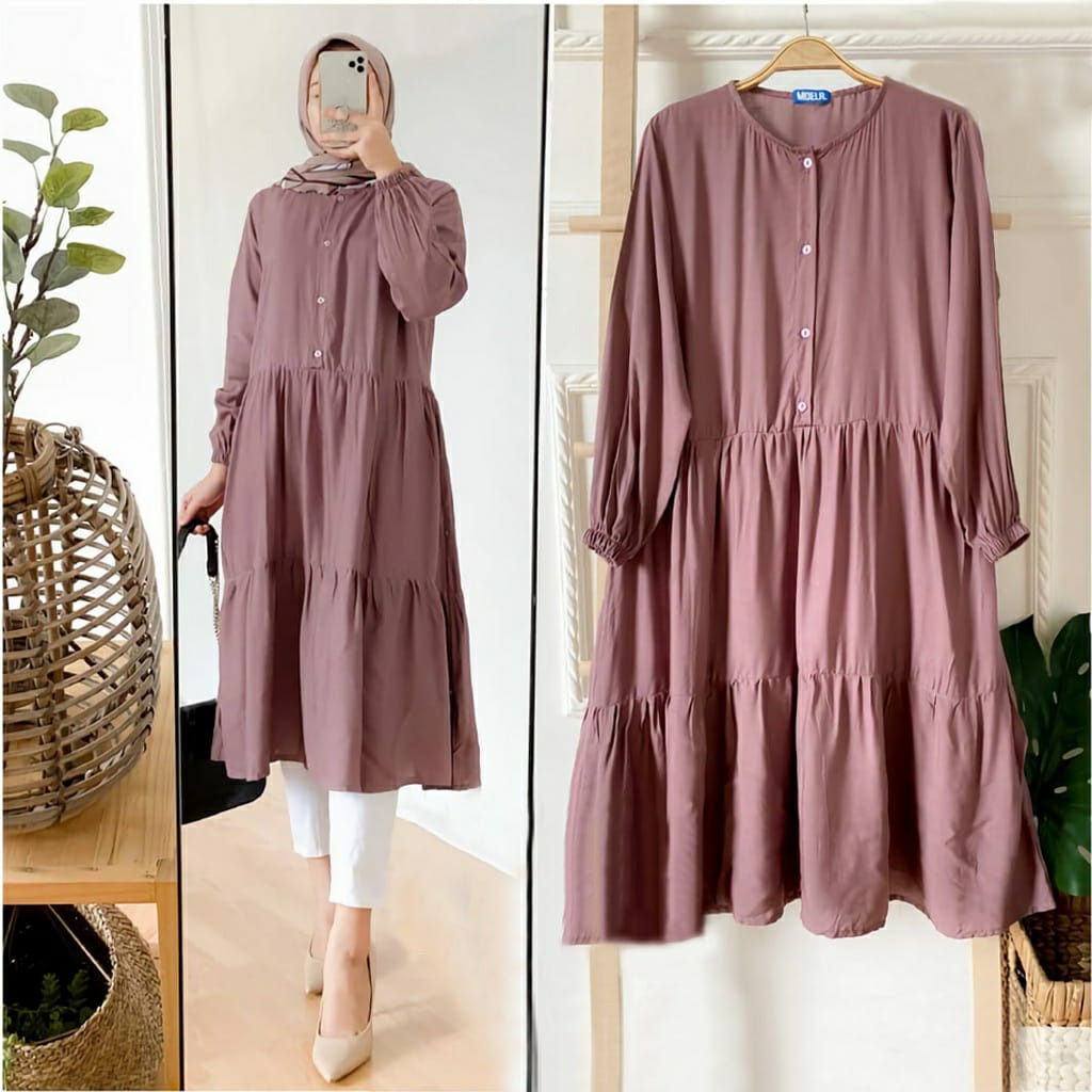 Tunik katun rayon wiza Atasan wanita muslim Size M L XL Atasan Muslim busui Syari