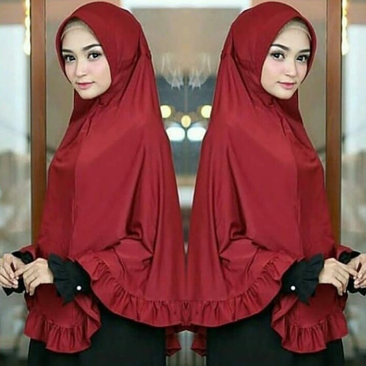 Hijab Instan Adzriah Variasi Rempel Bahan Jersey - Jilbab Syari Sopan - Khimar Jumbo Rempel-3