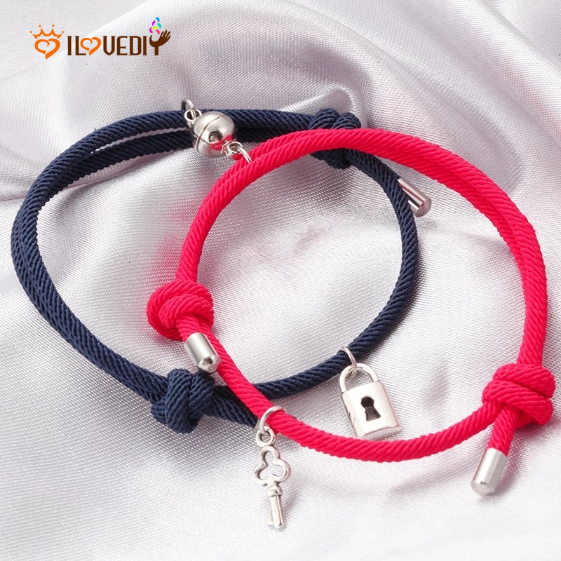 2pcs Gelang Tali Persahabatan Magnetik Kreatif Untuk Pasangan