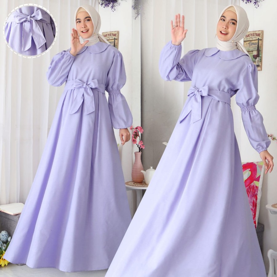 Gamis Wanita Gamis  Terbaru Lilac Supernova Tangan Balon