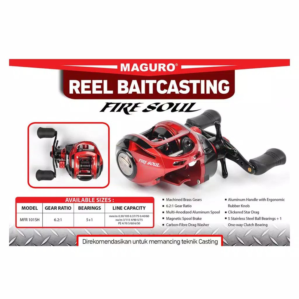 REEL MAGURO FIRE SOUL 101SH REL BC PUTARAN JORAN PANCING GULUNGAN SENAR