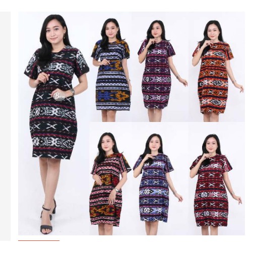 Produsen Dt Collection - Dress Batik Wanita Lengan Pendek Motif Songket reYno8CWZLKWp