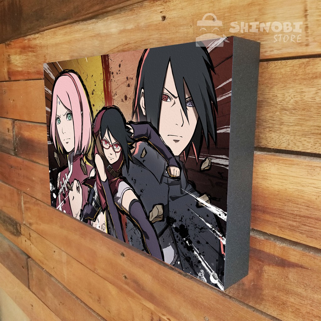 SASUKE UCHIHA Family Poster Kayu Box Hiasan Dinding Anime BORUTO Pajangan Dekorasi Ruangan