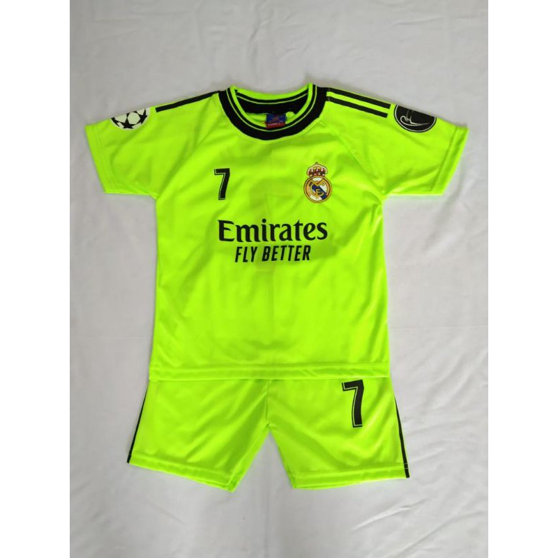 Jersey Kids Real Madrid neon 2020/2021 /Setelan Bola Anak / Jersey bola terbaru / Jersey Real Madrid