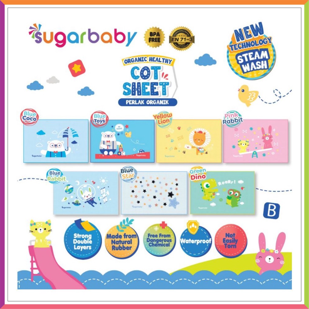 SUGAR BABY ORGANIC HEALTHY COT SHEET | SUGARBABY PERLAK ORGANIK | PERLAK ONDO 90X60 CM