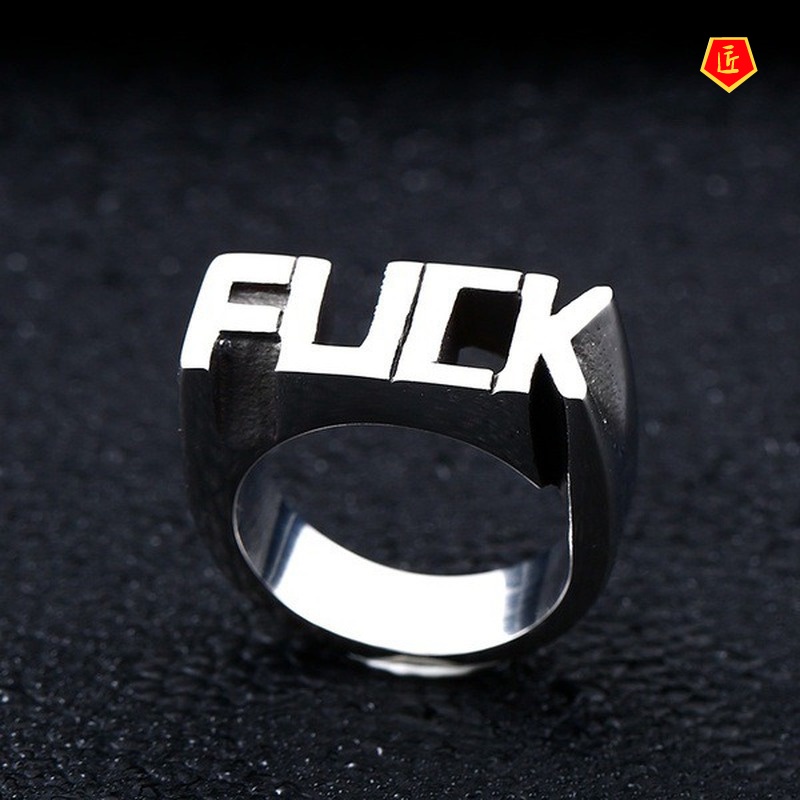 [Ready Stock]Creative Letter Ring Personalized Punk