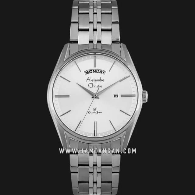 Alexandre Christie AC 8588 ME BSSSL Men White Dial Stainless Steel