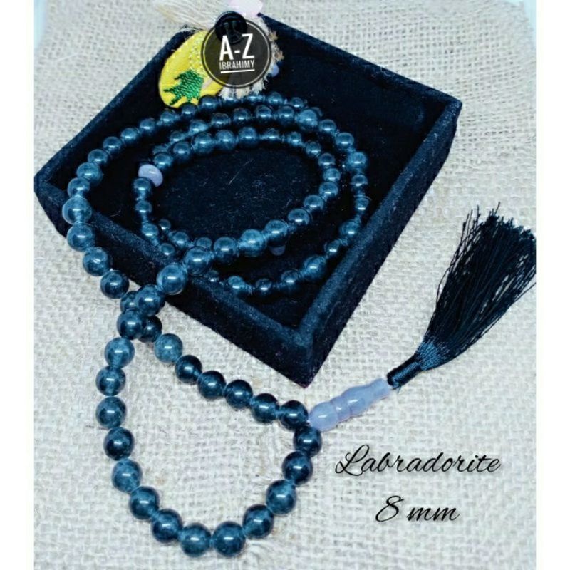 TASBIH BATU LABRADORITE 99 BUTIR 8 MM 100% NATURAL