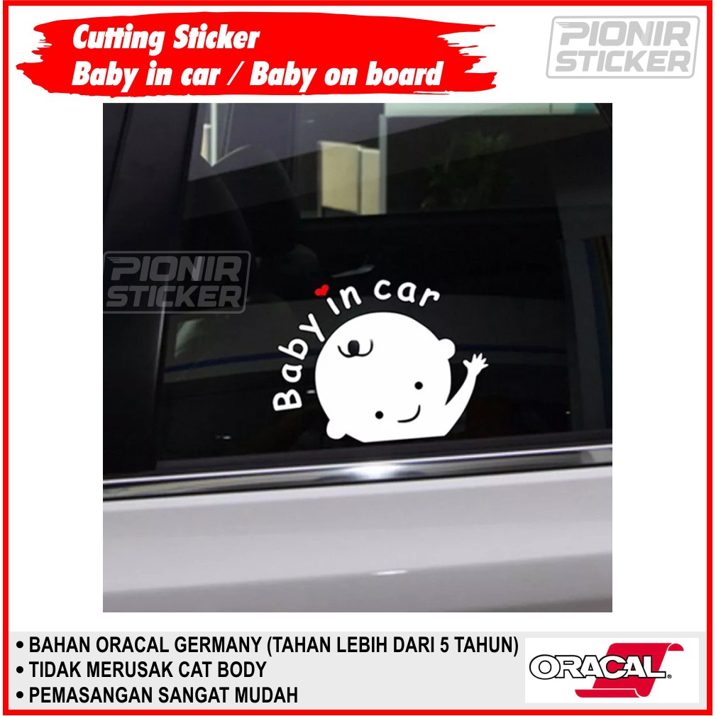 Sticker cutting Kaca mobil Baby in car cutting sticker baby on board