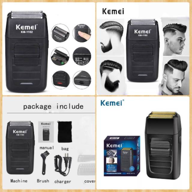 KEMEI 1102 HAIR SHAVER CORDLESS ORIGINAL MESIN CUKUR RAMBUT PORTABLE UNTUK BOTAK LICIN