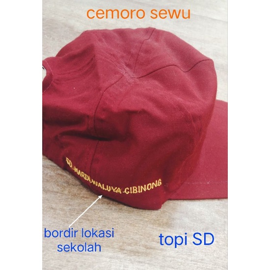 bordir topi seragam sekolah bordir 2 sisi nama siswa dan nama sekolah