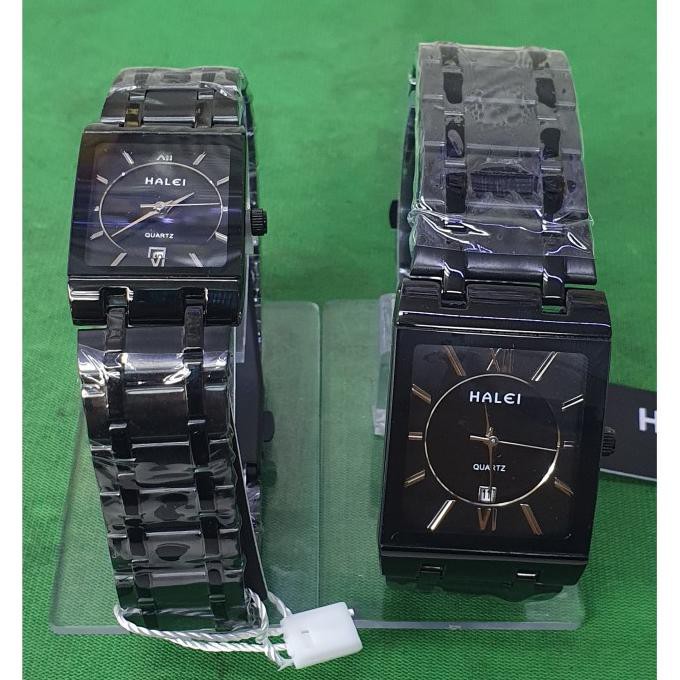 Jam Tangan Couple Halei Black Steel Kotak Avenue.Centre