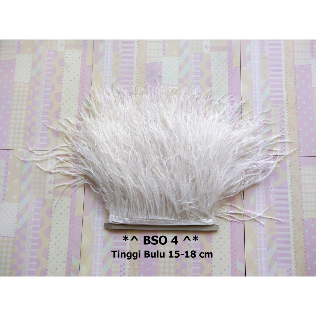 [1 METER] BULU OSTRICH TINGGI 15-18CM, RENDA BULU SINGLE OSTRICH BSO 4