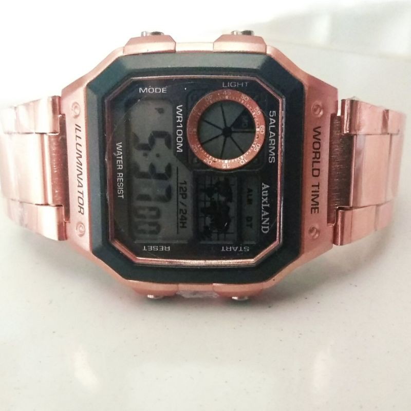 Terbaru Jam Tangan Digital Auxland Pria Wanita Rose Gold Gelang Stainless Krepyak Keren Dan Elegant