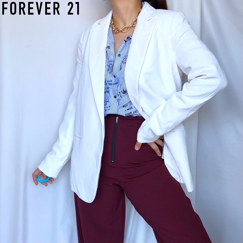 f21 white blazer