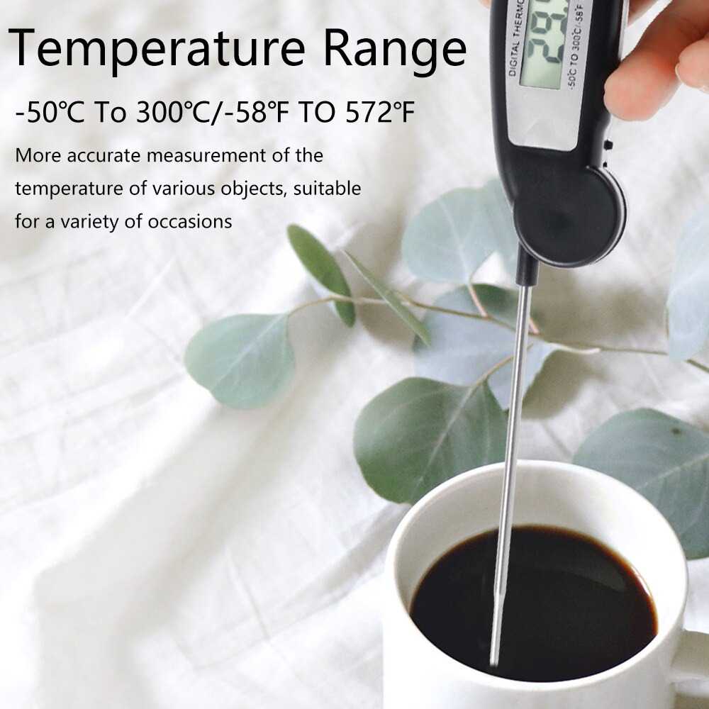 Termometer Makanan Minuman Digital Food Thermometer Pengukur Suhu Daging Steak Kopi Susu Air Food Thermometer Meat BBQ Foldable Probe - HY-2701