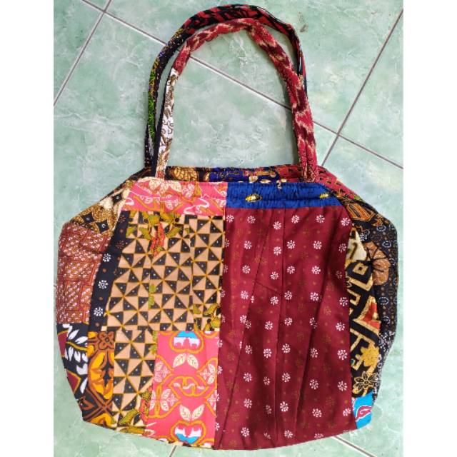 (BISA COD) TAS HAND BAG BATIK PERCA BESAR UKURAN 50x45 cm DENGAN FURING UNTUK LAUNDRY