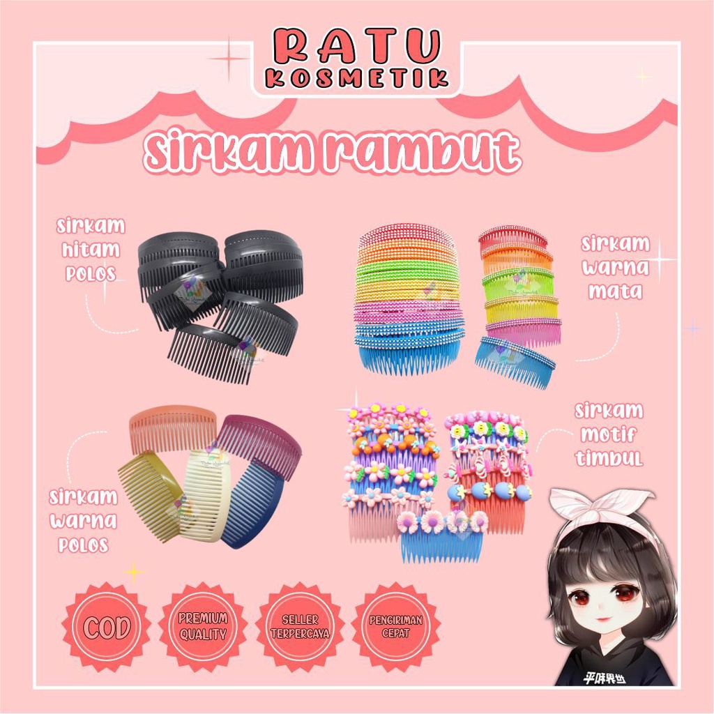 ❤ RATU ❤  Sirkam Rambut / Bando Sisir Motif Polos Mata Murah