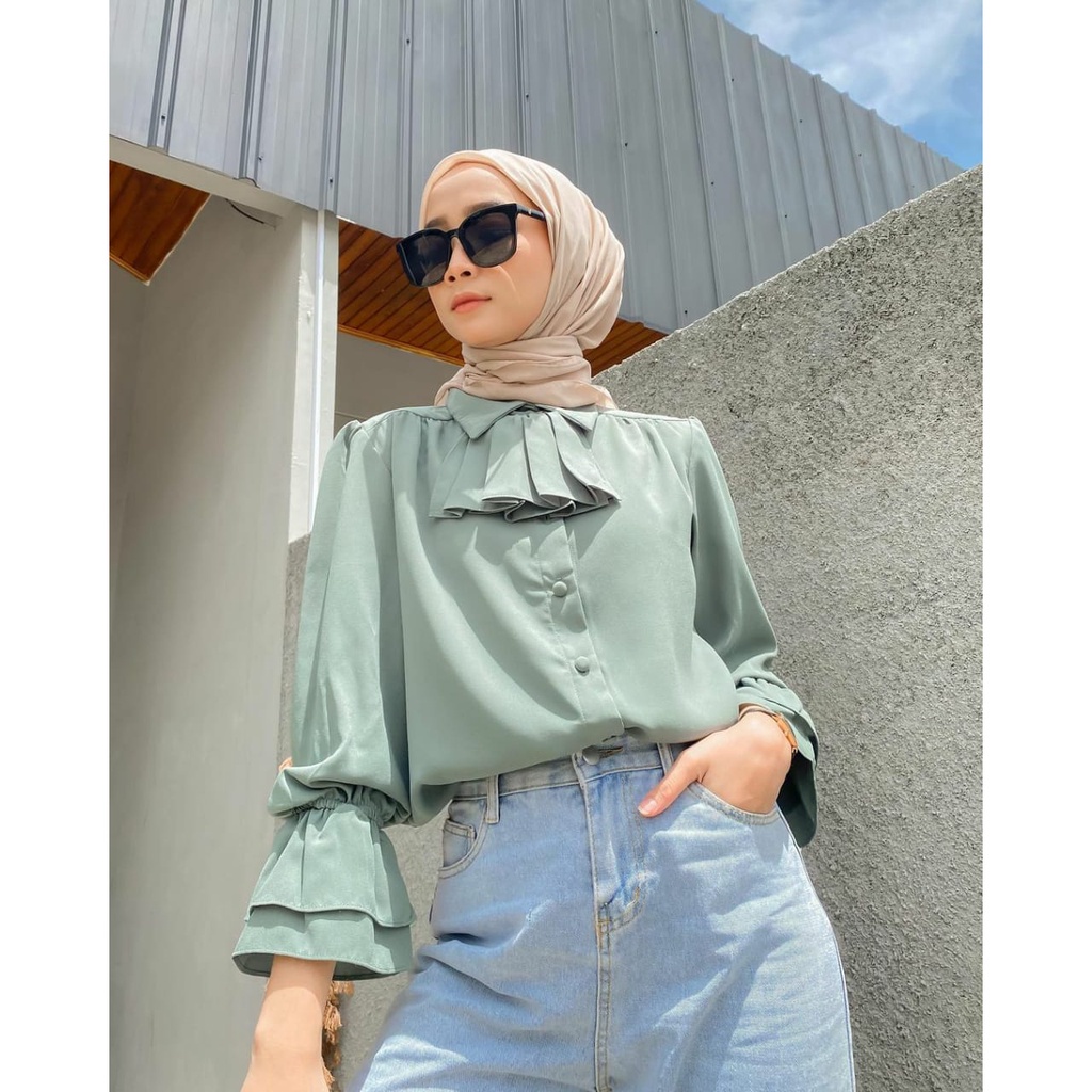 1KG MUAT 5PCS | NARINA BLOUSE BASIC SHIRT TOP RUFFLE HITS FASHION OOTD SELEBGRAM WANITA MASA KINI