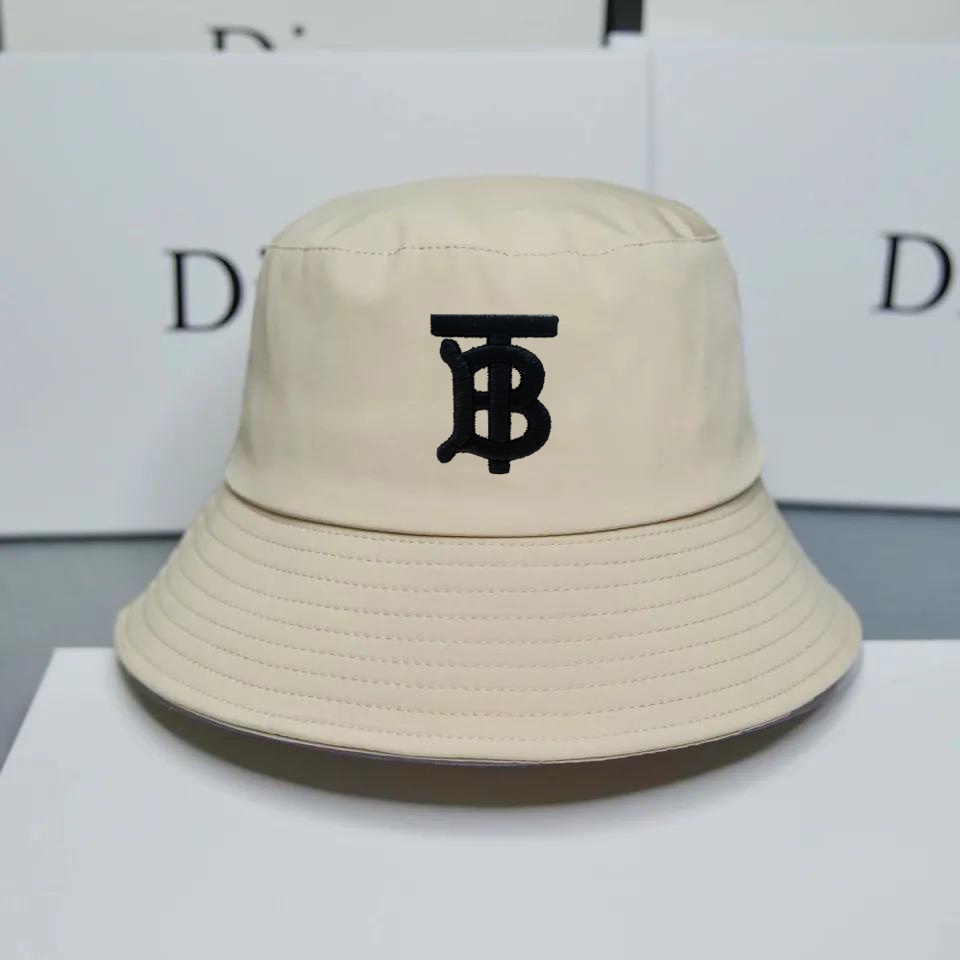 Topi Bucket Motif Bordir Bt BurberrY Gaya Kasual Untuk Pria Dan Wanita