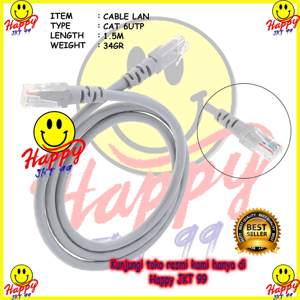 [ HAPPY JKT 99 ] KABEL LAN UTP 1,5M 1.5M 1,5 1.5 M METER CAT6 CAT 6