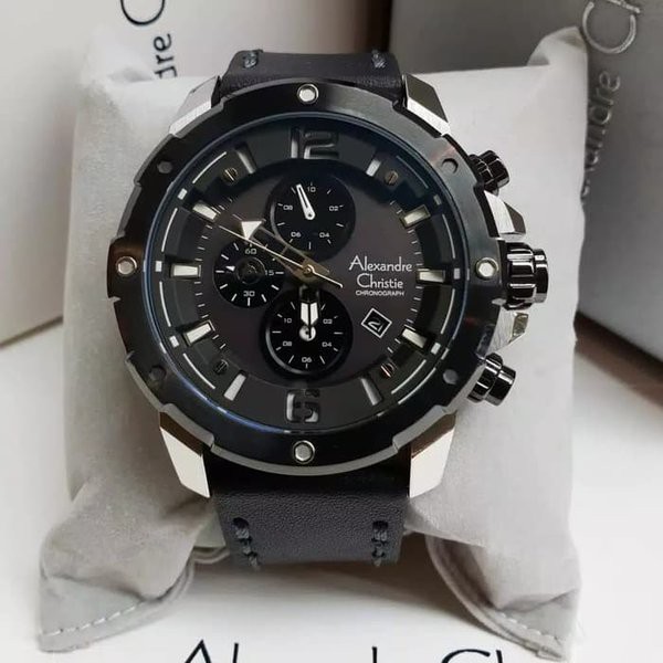 Jam Tangan Pria Sport Model Terbaru ALEXANDRE CHRISTIE Original AC 6410 SILVER BLACK - GARANSI RESMI