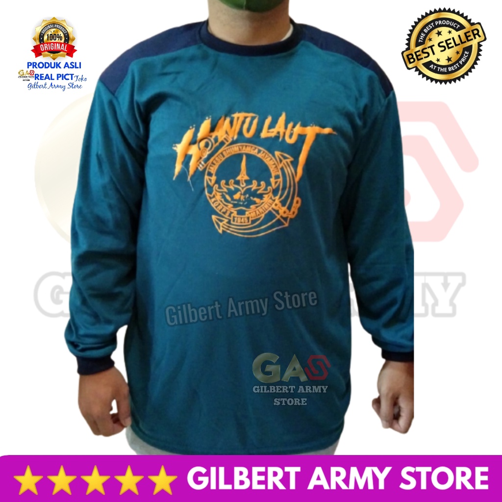 Kaos Hantu Laut Lengan Panjang Dekker Sniper Biru TNI Angkatan Laut Murah Grosir Gilbert Army Store