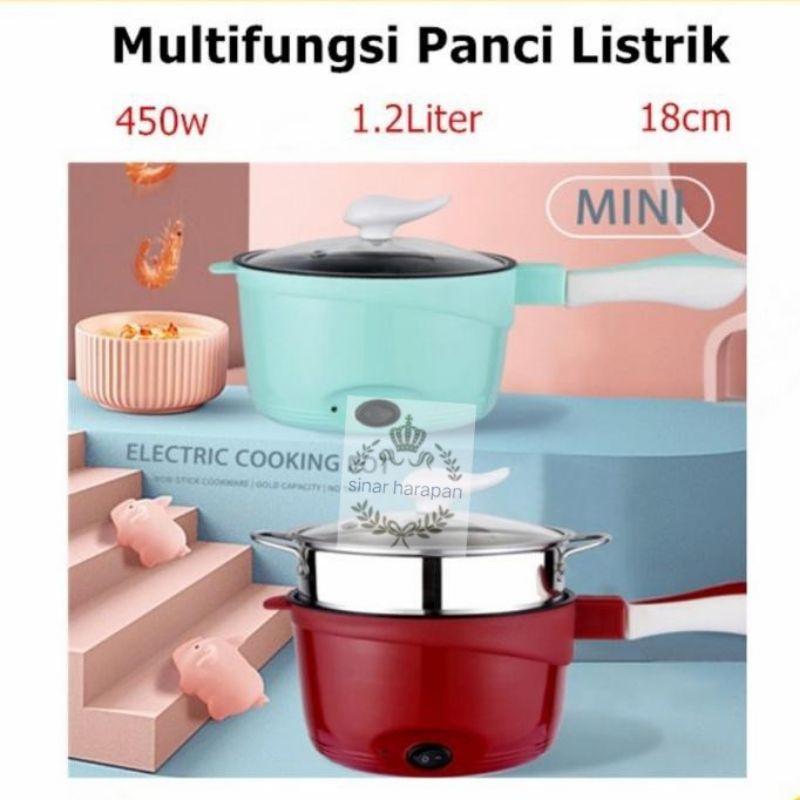 Multifungsi electric pan / Panci Listrik lapisan stainless dan plastik 18CM