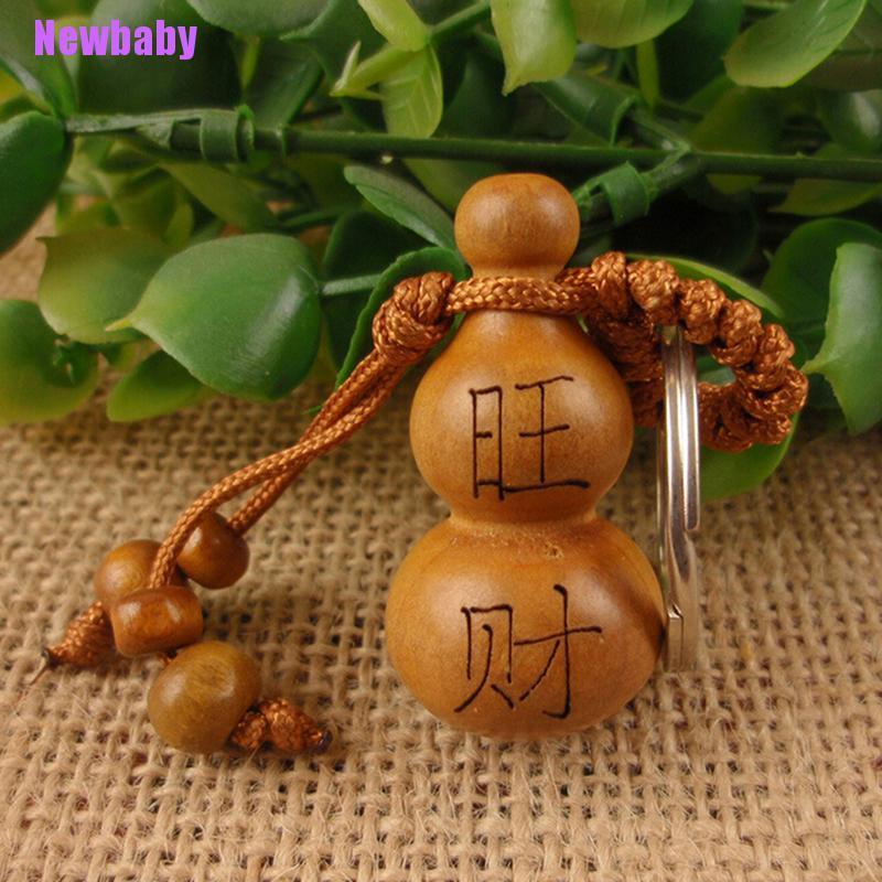 (Newbaby) 1pc Gantungan Kunci Kayu Mahoni Tradisional Cina Fortune