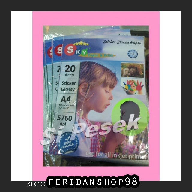 

BT145 PHOTOPAPER STICKER GLOSSY BEST 145GSM SKY A4 FOTO PAPER KERTAS STIKER BY FERIDANSHOP98